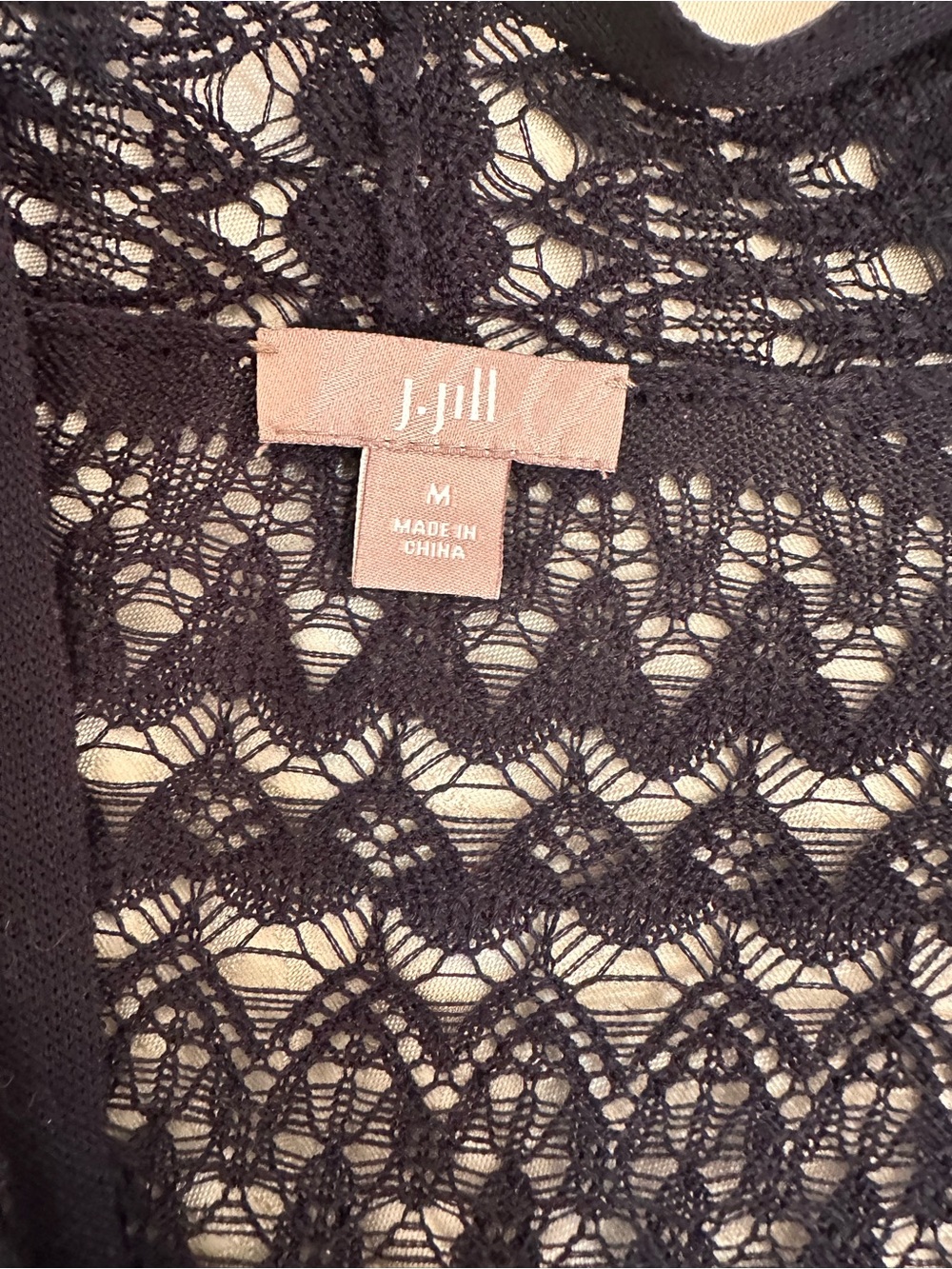 J. Jill navy Open-Front Eyelet Knit Cardigan - Picture 2 of 4